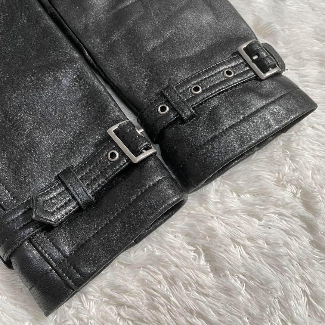 y2k 00s レザージャケット ムートン ライダース 羊皮 裏ファー B-3系