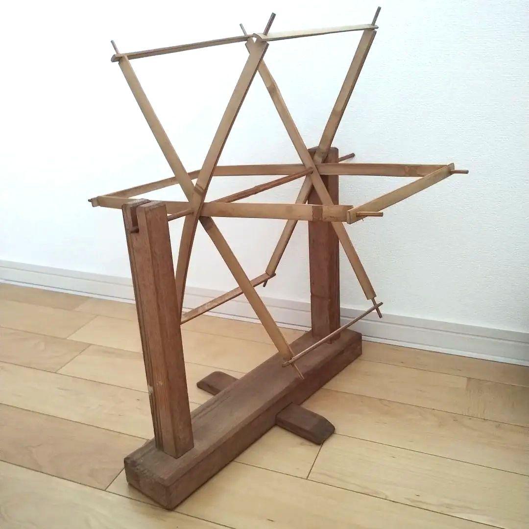 機織り　手織り　糸巻き　木製　かせくり機　土台 & かせ掛け