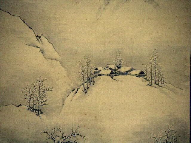 ♥掛軸　雪景図　原田 芳洲 　掛け軸　骨董品
