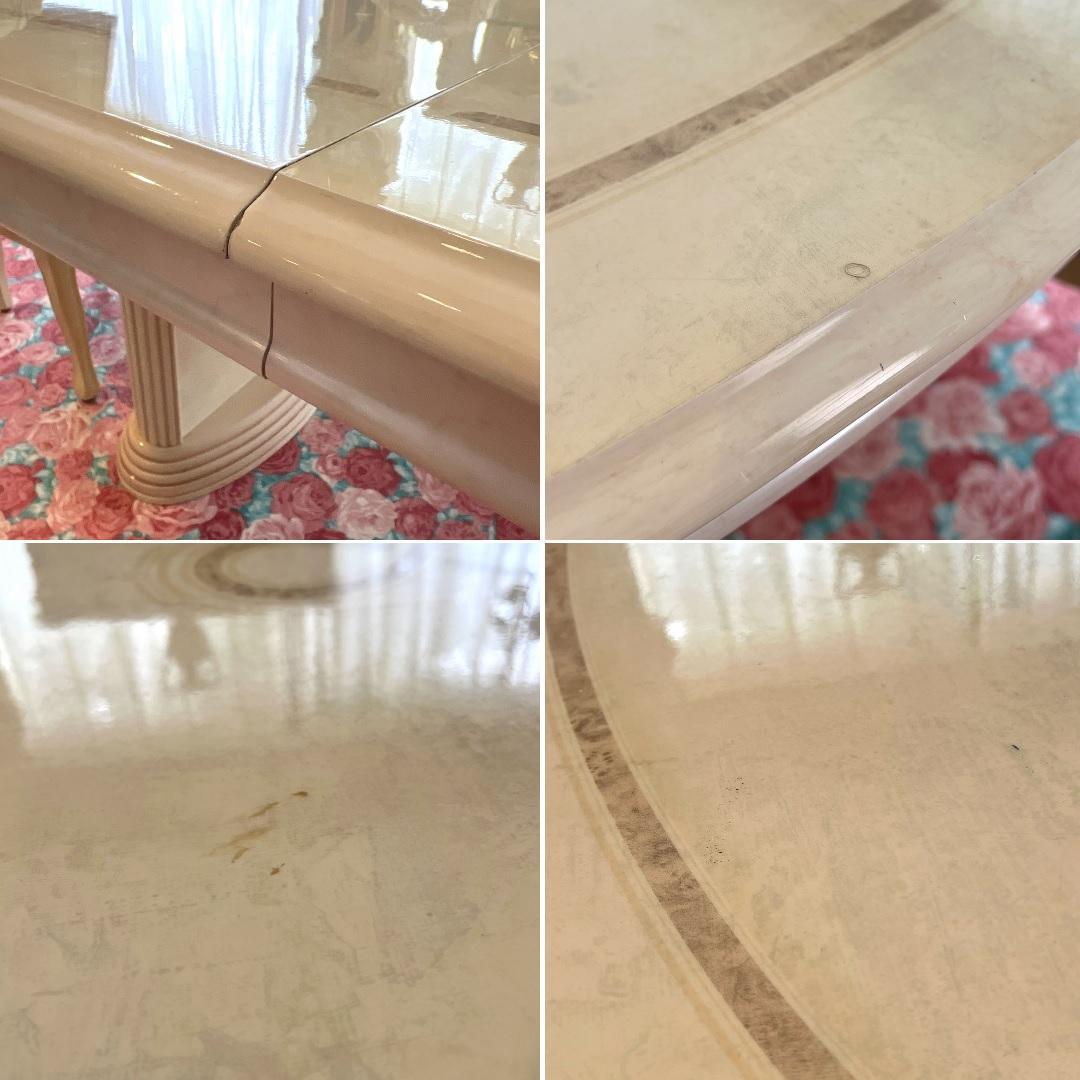 k509 イタリア製 まるでプリンセスの食卓 ダイニングセット 6人掛け ピンク