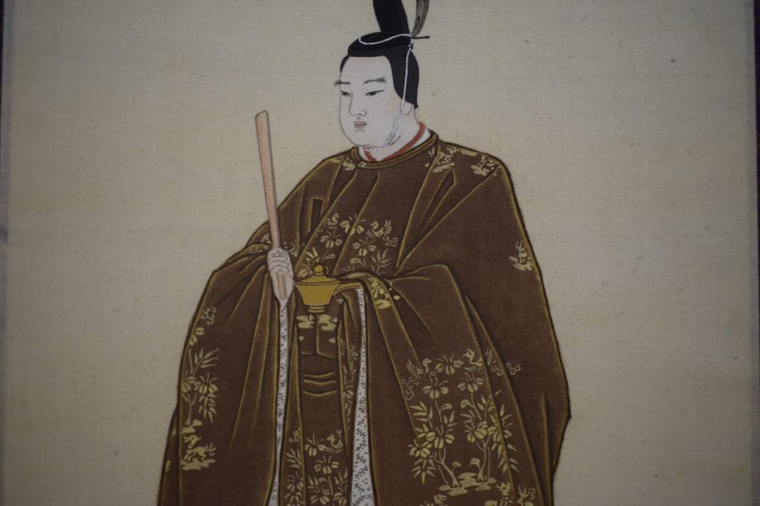 真作/鬼頭道恭/聖徳太子像図/人物図/杉共箱付/布袋屋掛軸HJ-698