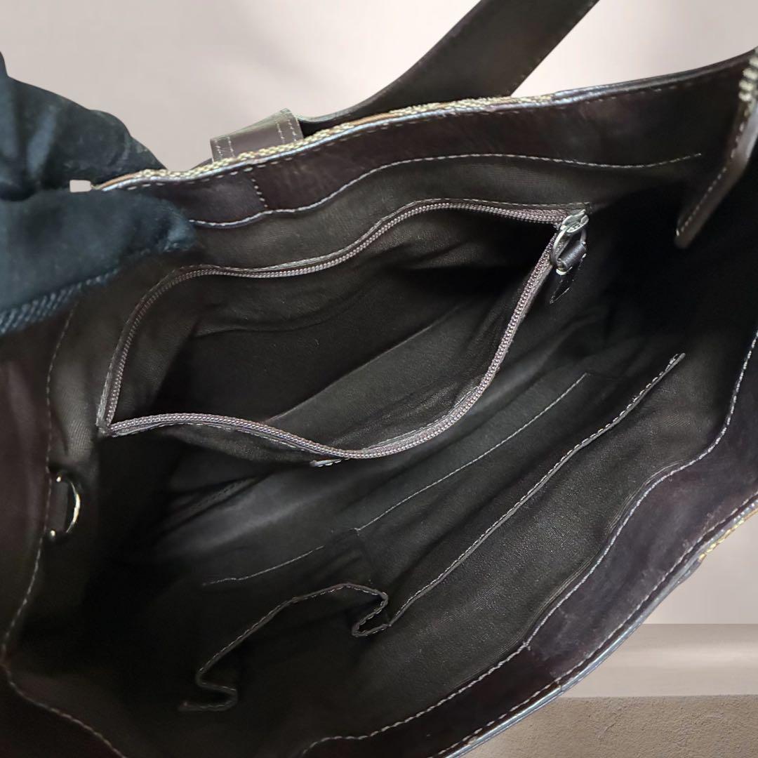 美品 COACH コーチ ワンショルダー バッグ シグネチャー ジャッキー 茶