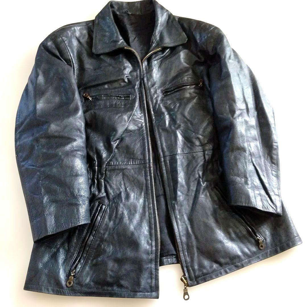 Vintage Euro シングルライダース レザージャケット カーコート