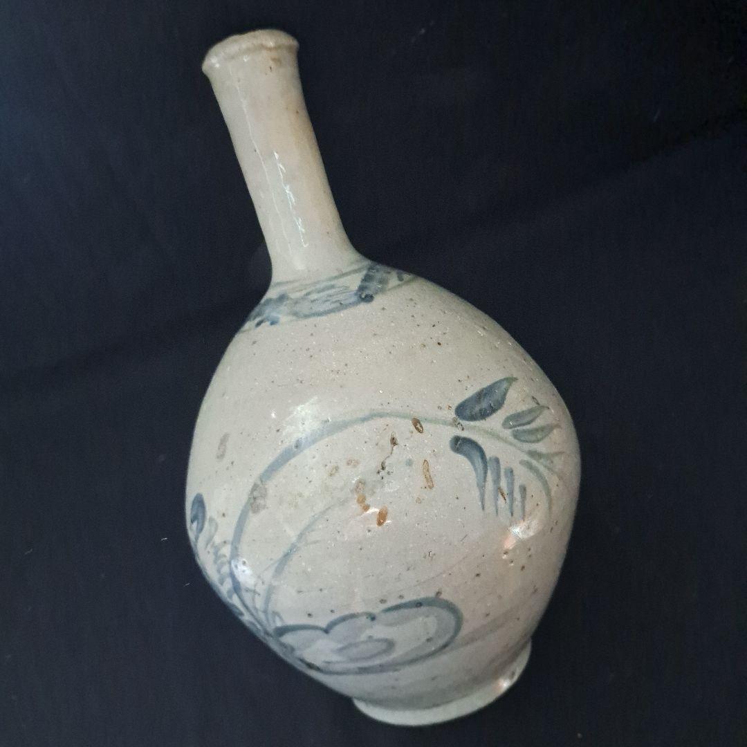 「細首の徳利 初期伊万里のロマン(高さ27cm)」 染付徳利 骨董アンティーク