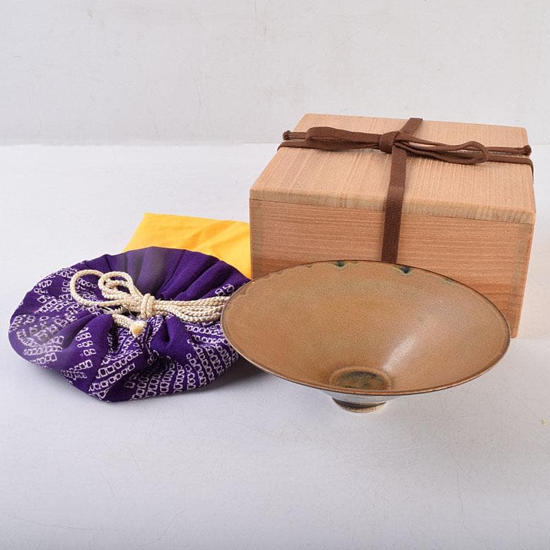 水芙蓉　中国　柿釉　天目茶碗　仕覆・時代箱付　M　R9034