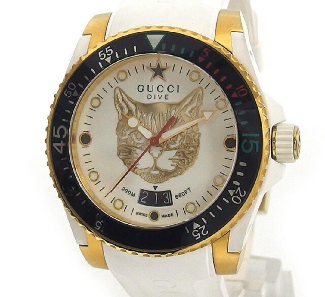 GUCCI DIVE 猫モチーフ ラバーベルト時計