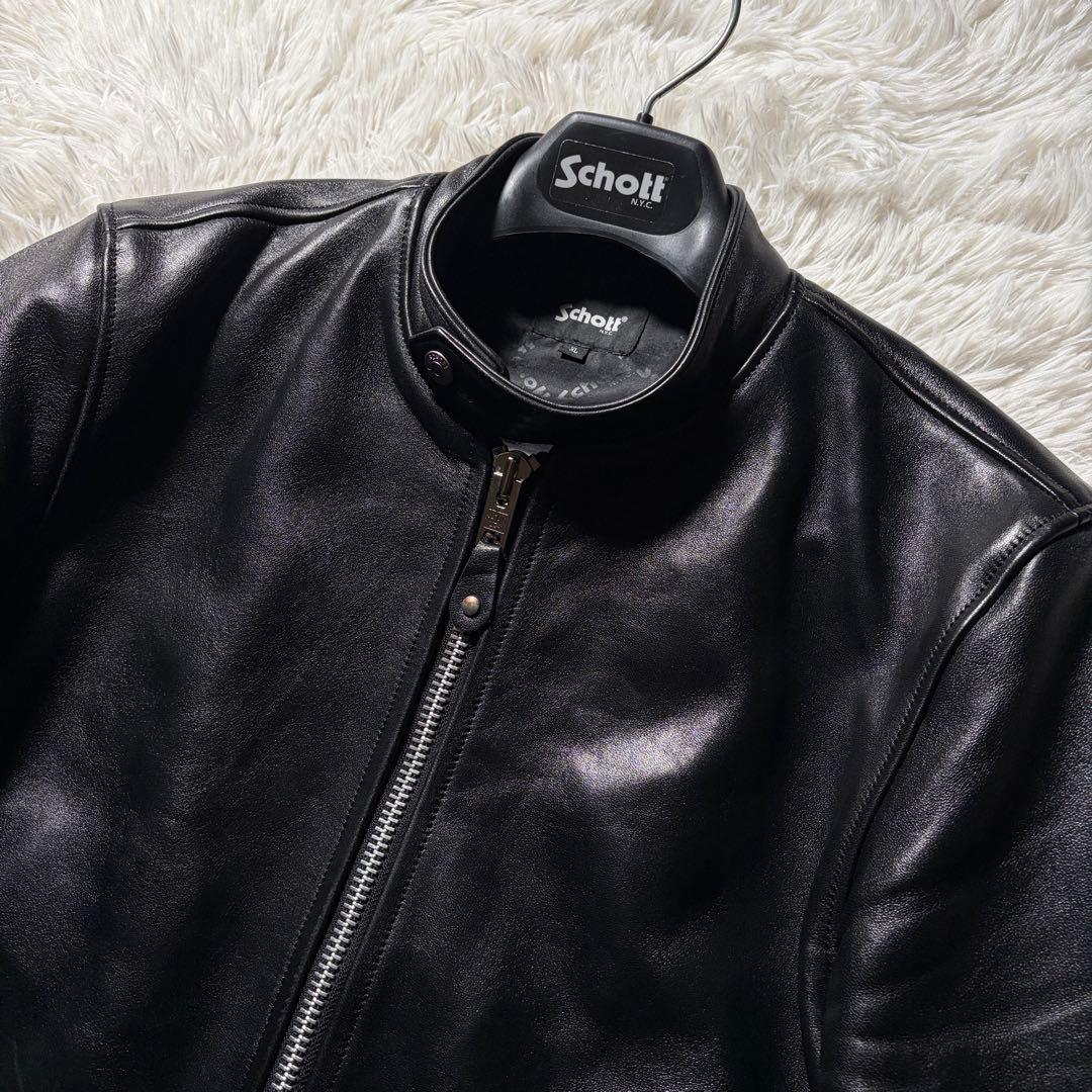 ウ*マ様 極美品/XL✨Schott ライダースジャケット シングル　羊革　黒