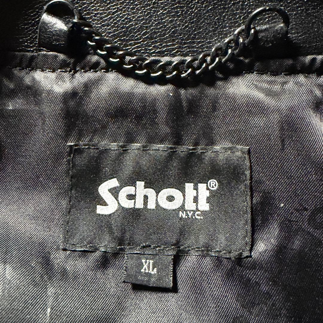 ウ*マ様 極美品/XL✨Schott ライダースジャケット シングル　羊革　黒