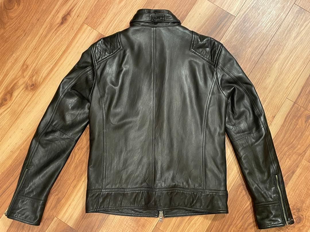 バーバリーブラックレーベル ラムレザー ライダース M ノバチェック ファー欠品