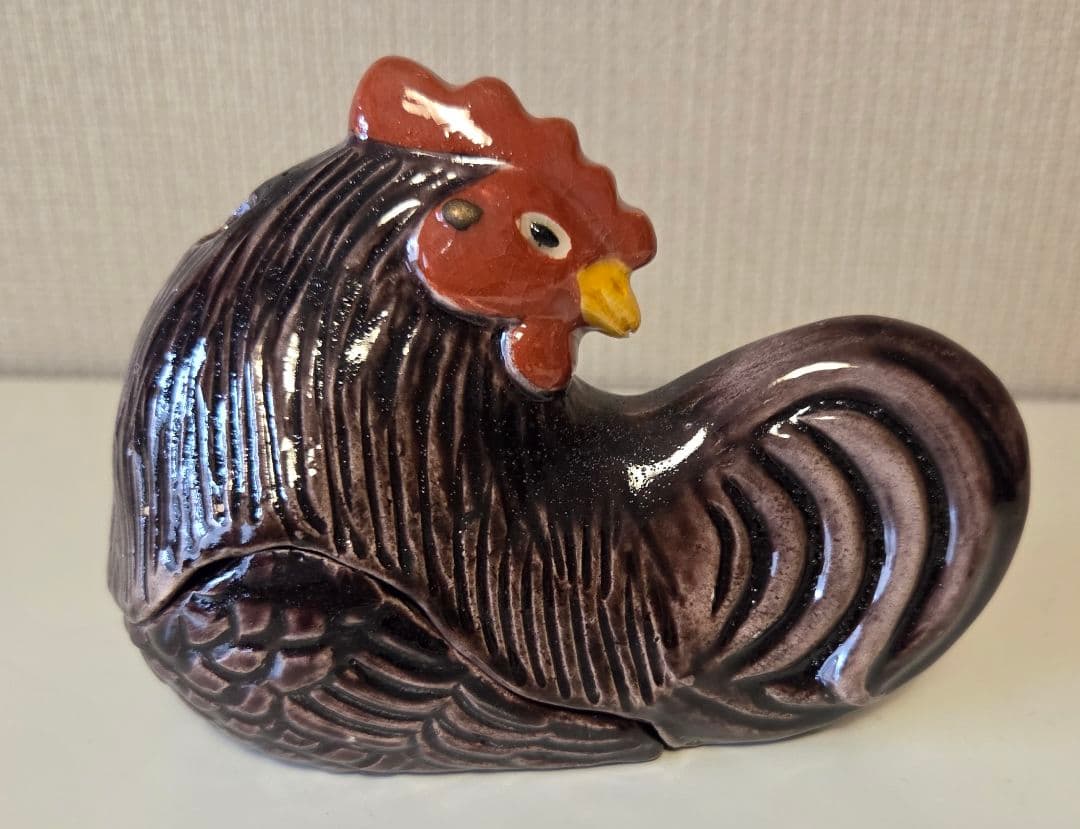 鶏(楽) 香炉 川崎和楽造 　 紙製共箱付 京焼