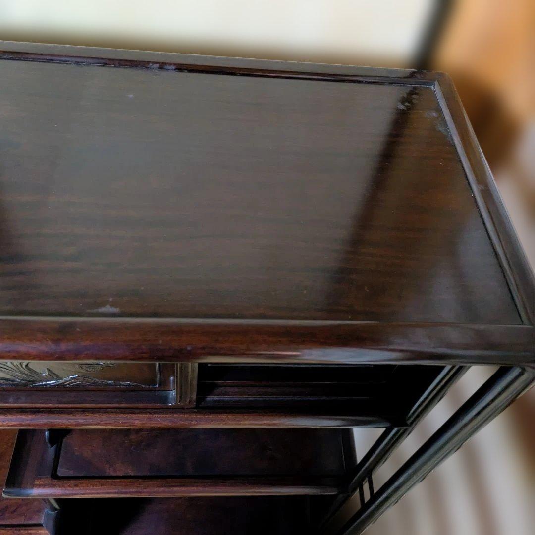 紫檀 違棚 飾棚 茶道具 透かし彫り