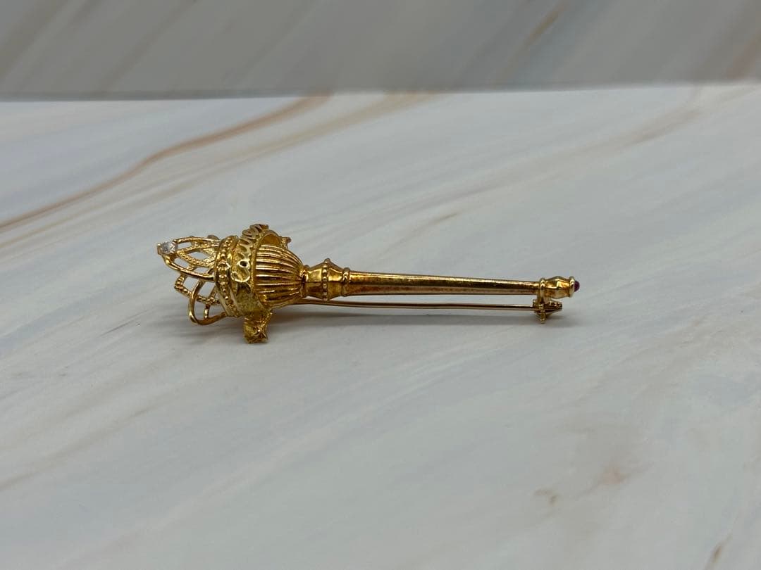 【K18】ブローチ ダイヤモンド0.02ct 約8g 貴金属