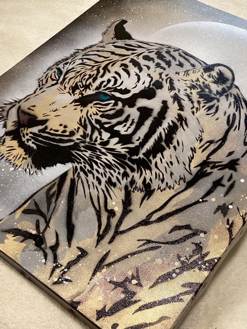 スプレーアートエデン　原画　F6キャンバス　ホワイトタイガー