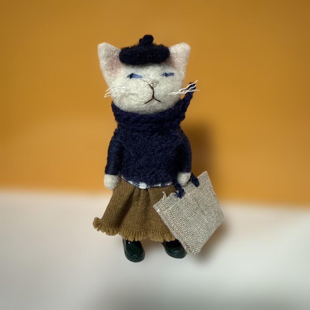 MTK SHEEP さん　羊毛フェルト　白ねこ