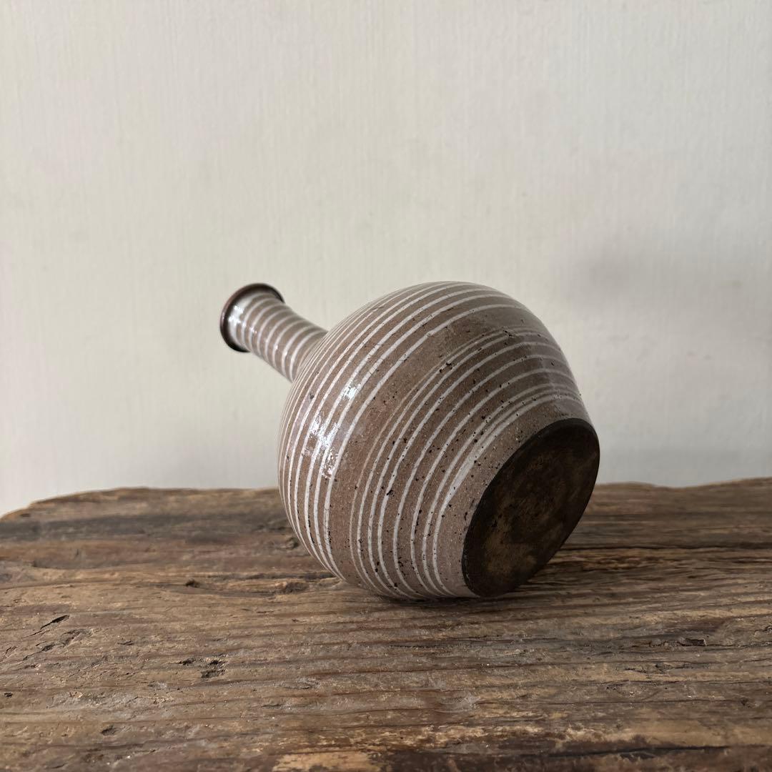 古丹波焼　えへんイッチン徳利　古陶磁.アンティーク.花入.古民芸.筒描　検:李朝