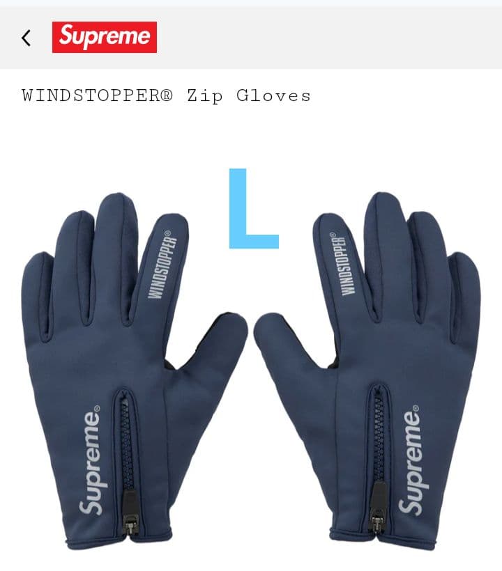 小物 Supreme Windstopper Zip Gloves Navy