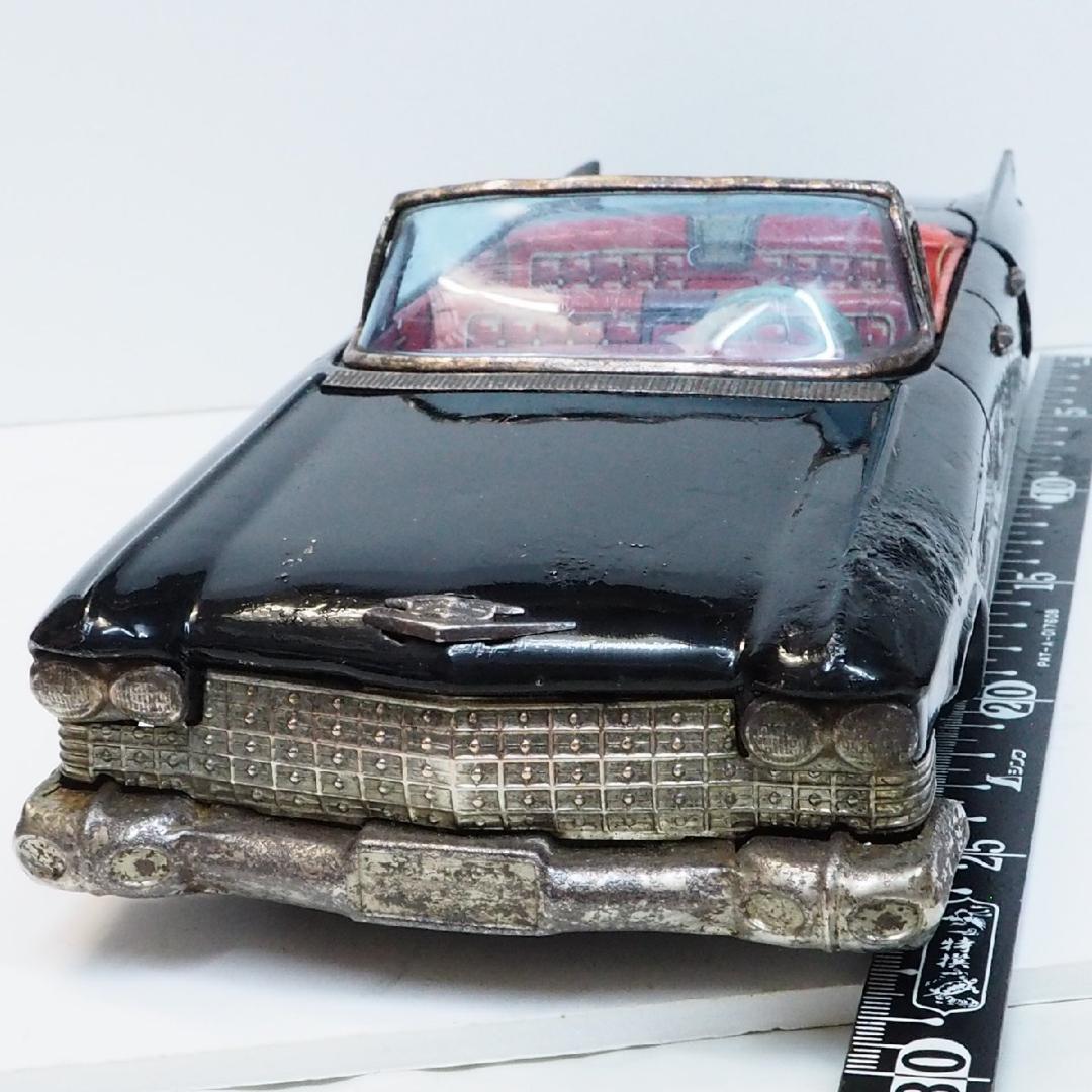 萬代屋 60sキャデラック コンバーチブル大 黒リペイントtinブリキcar箱無