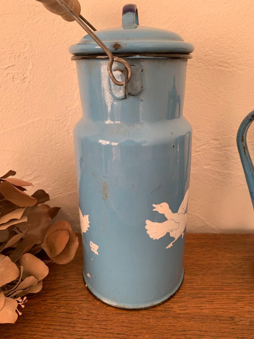 フランス　蚤の市　ホーロー　ポット　ブロカント