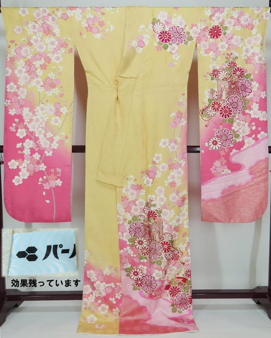 要事前確認　振袖　正絹　裄68.5　身丈170　パールトン　3355rym