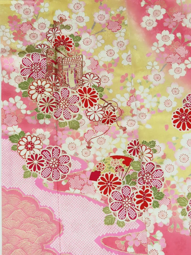 要事前確認　振袖　正絹　裄68.5　身丈170　パールトン　3355rym