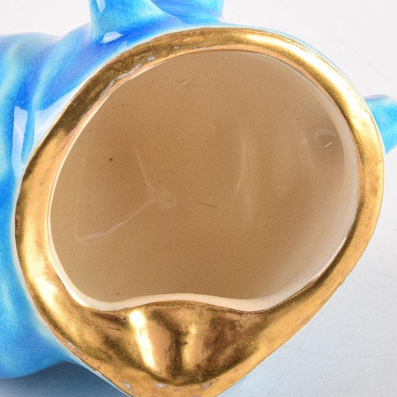 茶道具　平安　手塚桐鳳造　浅黄交趾栄螺　蓋置　共箱　V　8362