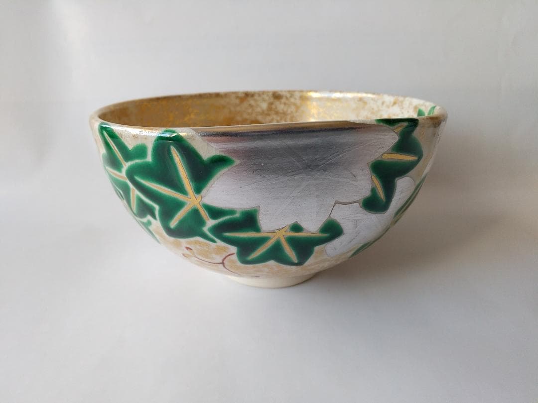京焼 妙見窯 今岡妙見 金砂子 青楓 茶碗 共箱 共布 栞 茶道具 抹茶碗 新品