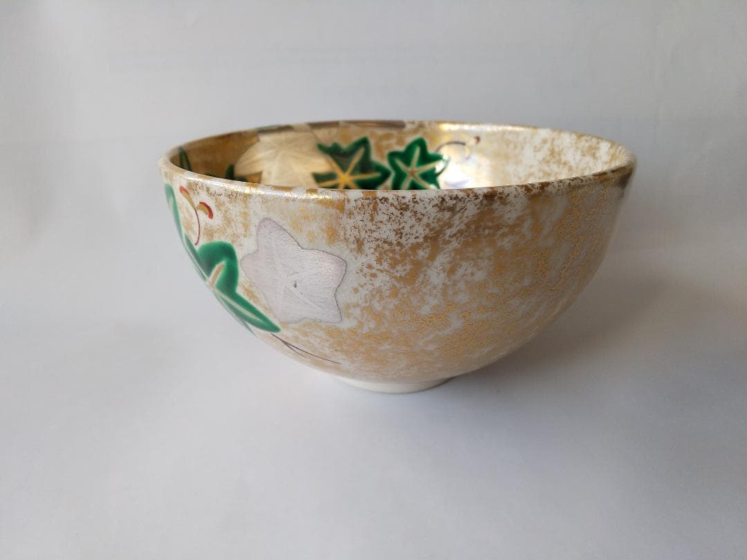 京焼 妙見窯 今岡妙見 金砂子 青楓 茶碗 共箱 共布 栞 茶道具 抹茶碗 新品