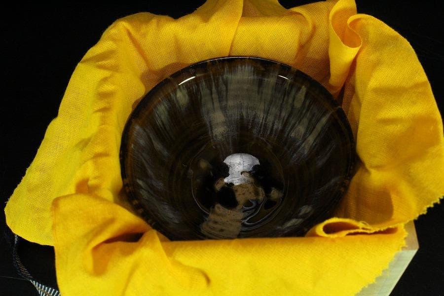 茶道具 高取茶碗 銘「好日」大徳寺 悦道 書付 新吾作(K-LC617)