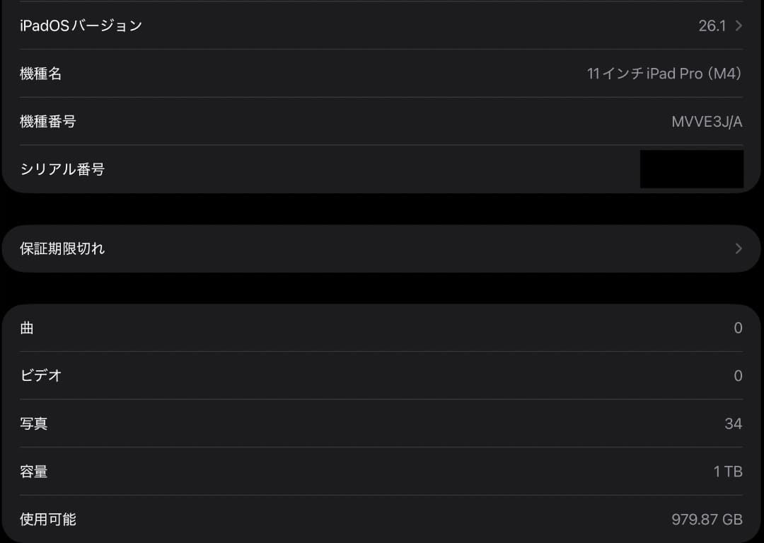 Apple iPad Pro 11インチ (M4, 1TB, Wi-Fi)