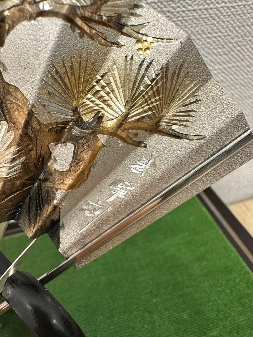 純銀製飾り扇　武峰作　銀細工