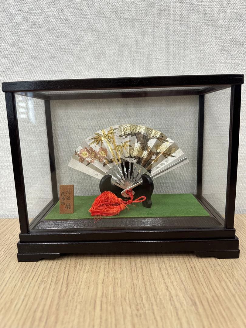 純銀製飾り扇　武峰作　銀細工