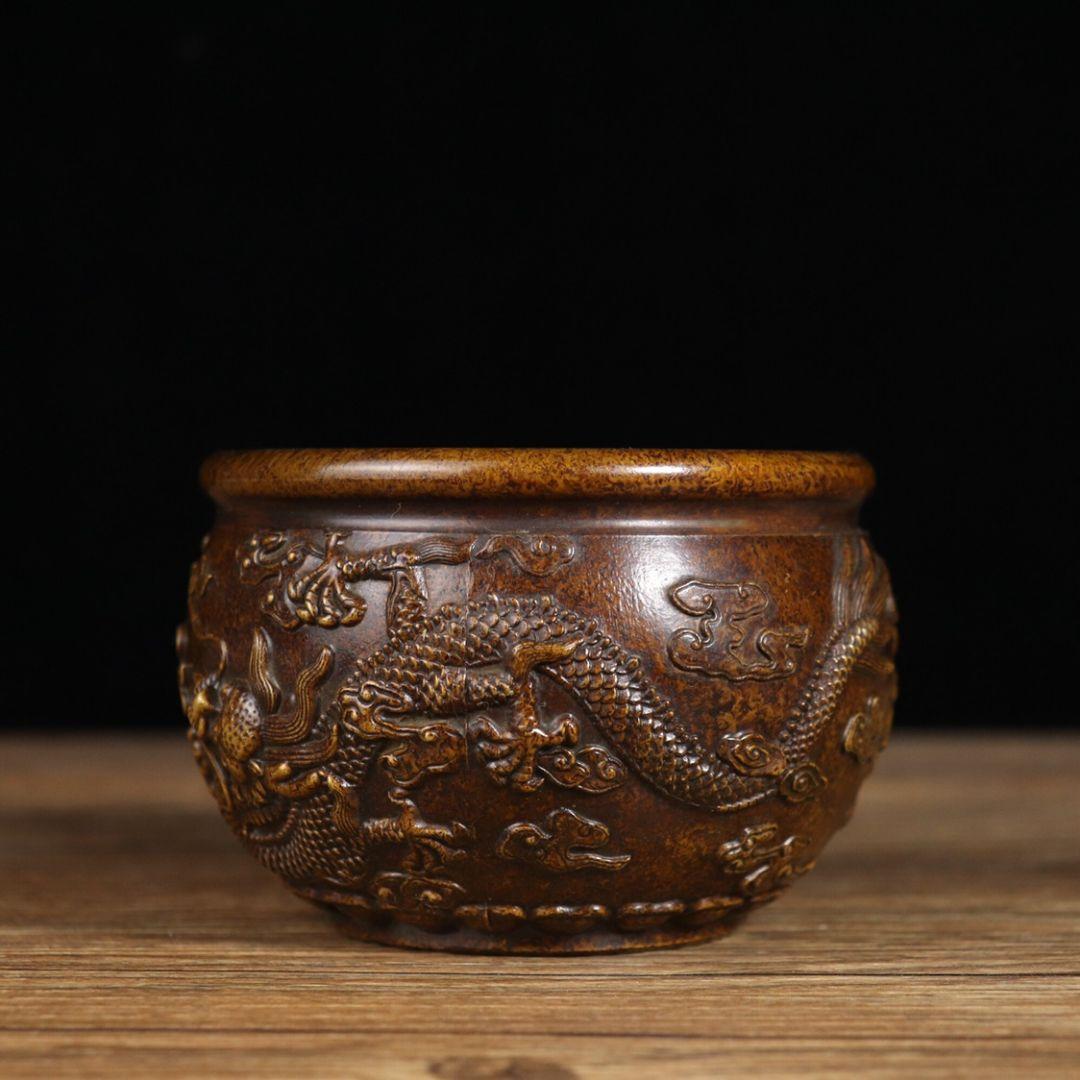 銅器 銅壺 双竜香炉 仏具 灰皿 収納缶 装飾品 工芸品 置物