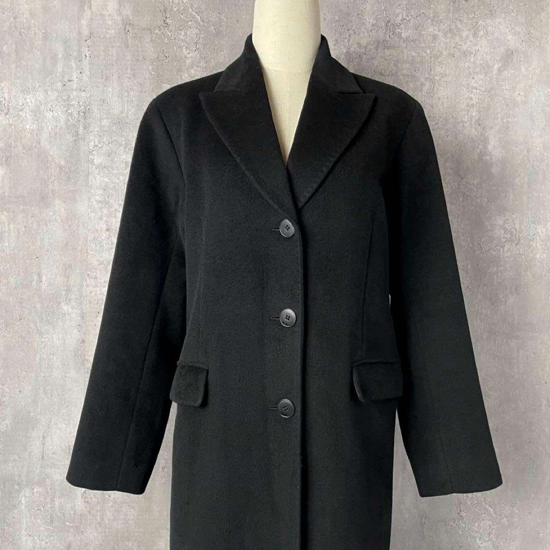 agnès b. アニエスベー アンゴラ混 ウール チェスターコート 黒 40