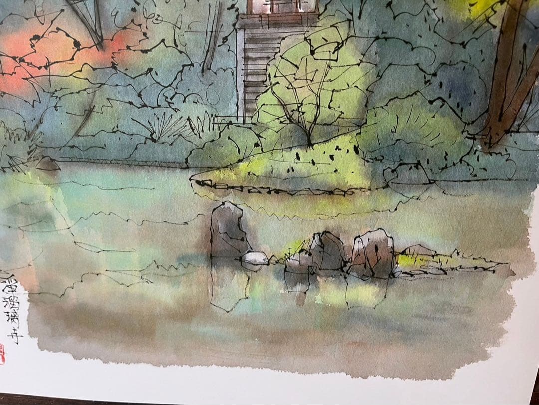 平山邦夫 素描画 平成洛中洛外図 寺 絵