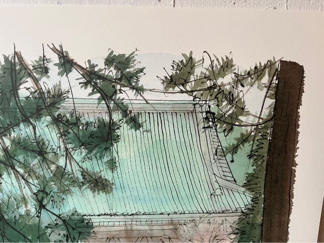 平山邦夫 素描画 平成洛中洛外図 寺 絵
