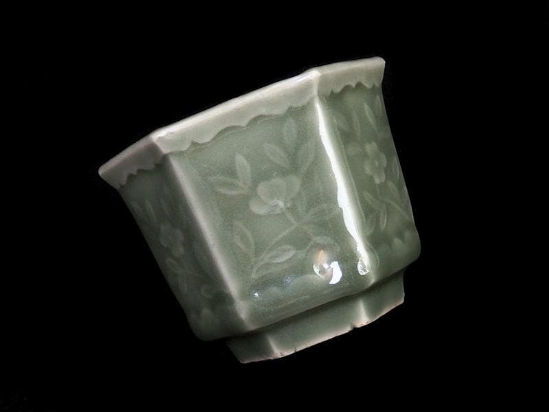 三田青磁　草花紋の図　向付　A991AS-BZv