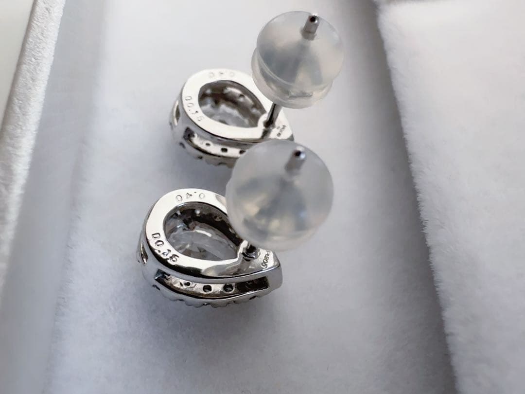 新品✨天然ダイヤ ペアシェイプ Pt900 ピアスレハイム 片耳