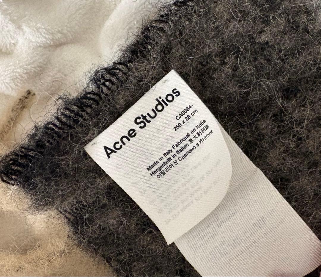 Acne Studios モヘアチェックスカーフ ブルー ベージュ ブラック