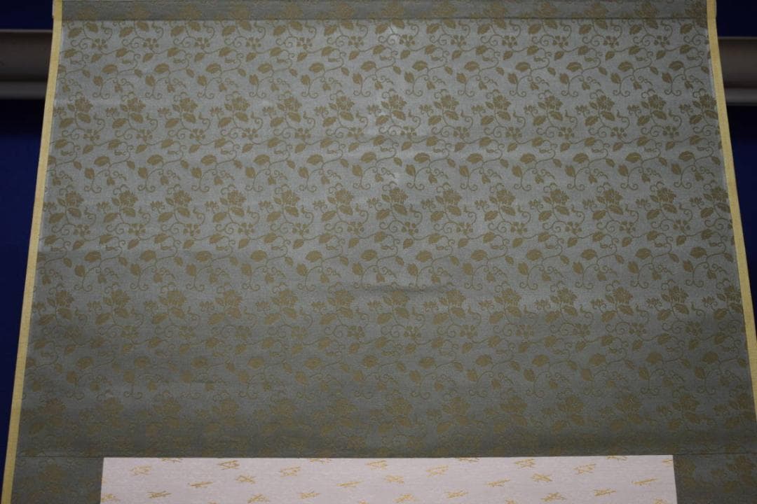 真作/古市金峨/桜花山水図/絹表装/布袋屋掛軸HI-107