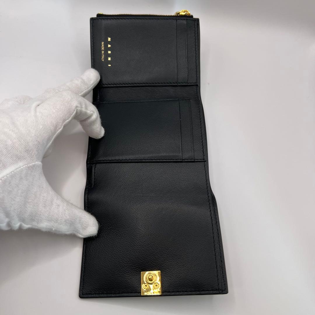 MARNI 三つ折り財布　PRISMA ブラック　ゴールド　財布　ウォレット　黒