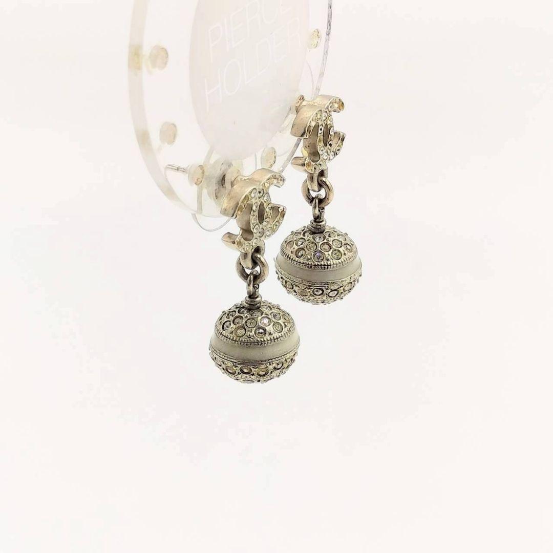 1241 CHANEL ピアス シルバー ミラーボール ストーン ココマーク