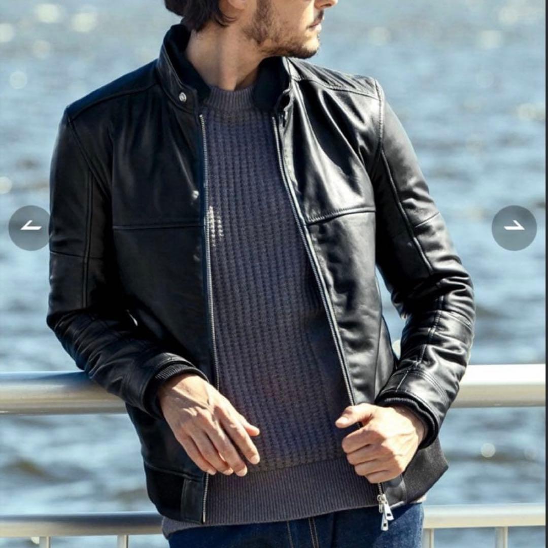 k-sumidagawaAKM シープレザー パディングブルゾン M