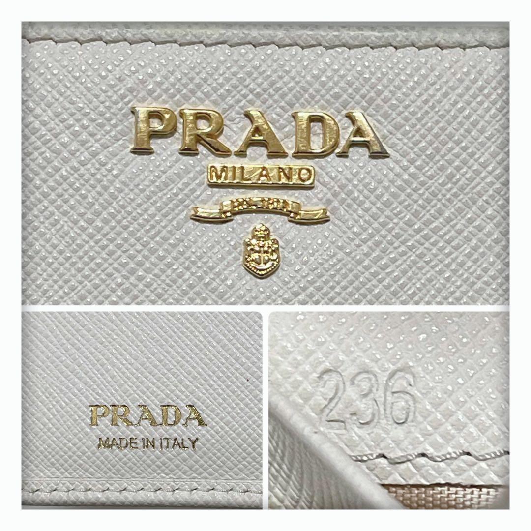 最終値下げ‼️ 極美品✨ PRADA プラダ サフィアーノ 二つ折り財布 ホワイト
