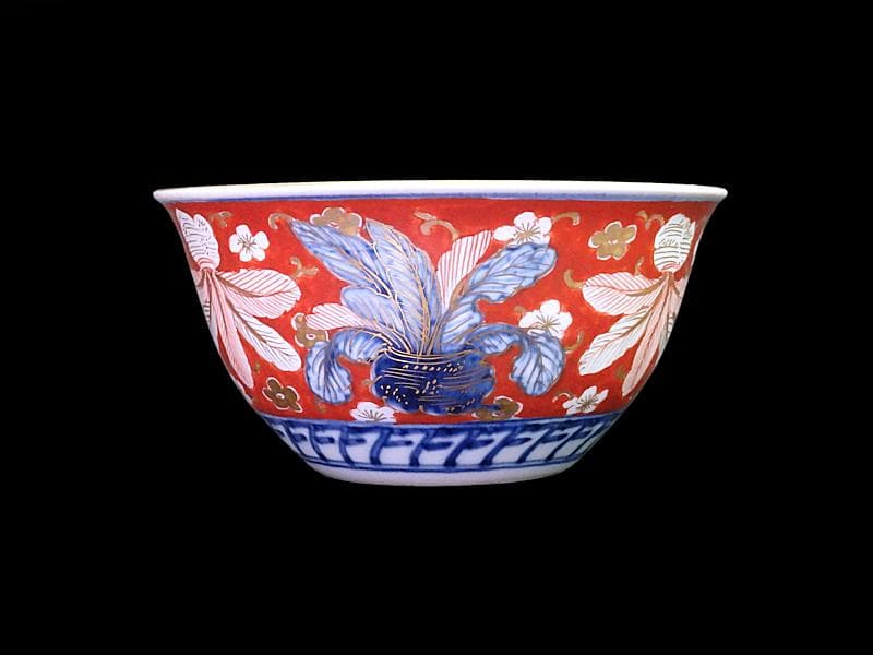 大聖寺伊万里　金襴手　梅に柘榴　蕪の図　大振向付　N974AS-CYz