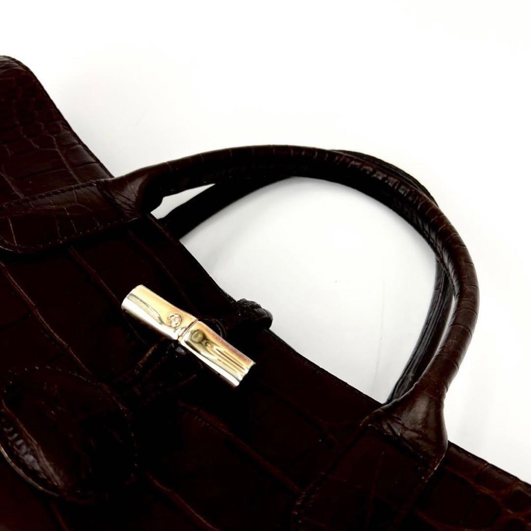 美品✨激レア ロンシャン ロゾ トートバッグ クロコ ブラウン レディース