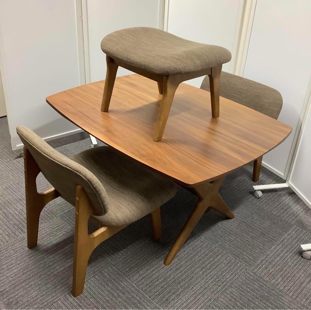 ニトリ リビングダイニングテーブルセット 椅子2脚 スツール付き