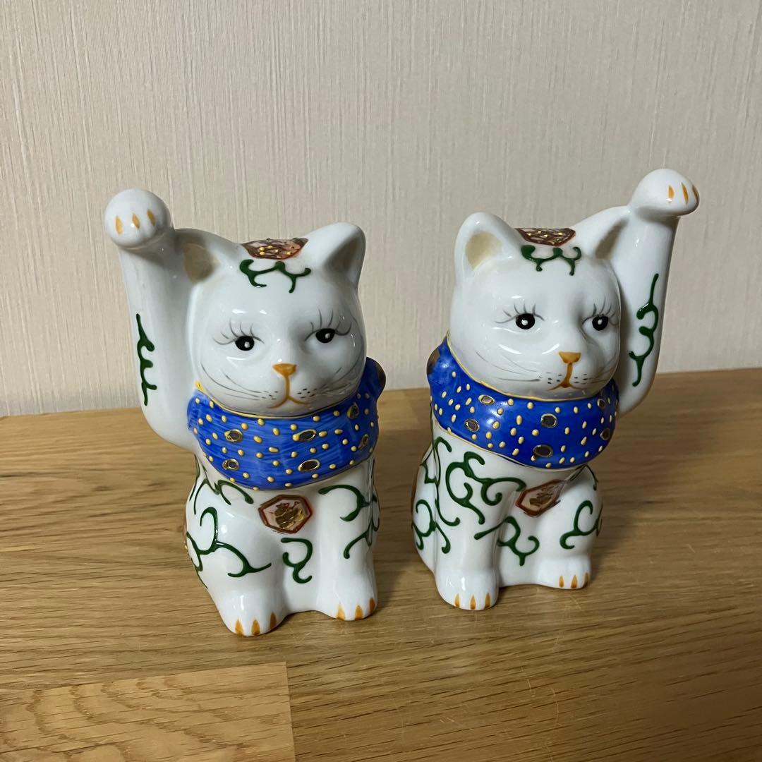 伊万里焼？　招き猫　ペア　アンティーク　骨董
