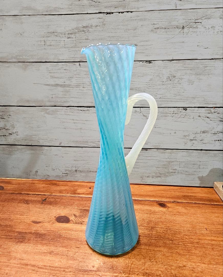 フランスアンティーク オパールセントガラスの花瓶 ピッチャー フラワーベース