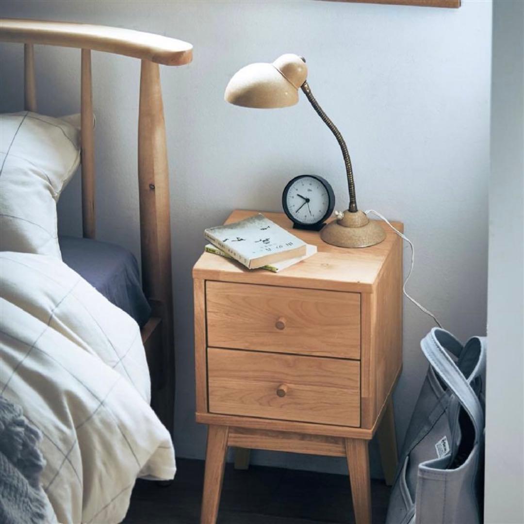 ベルメゾン 天然木アルダー材 サイドチェスト ナイトテーブル ナチュラル