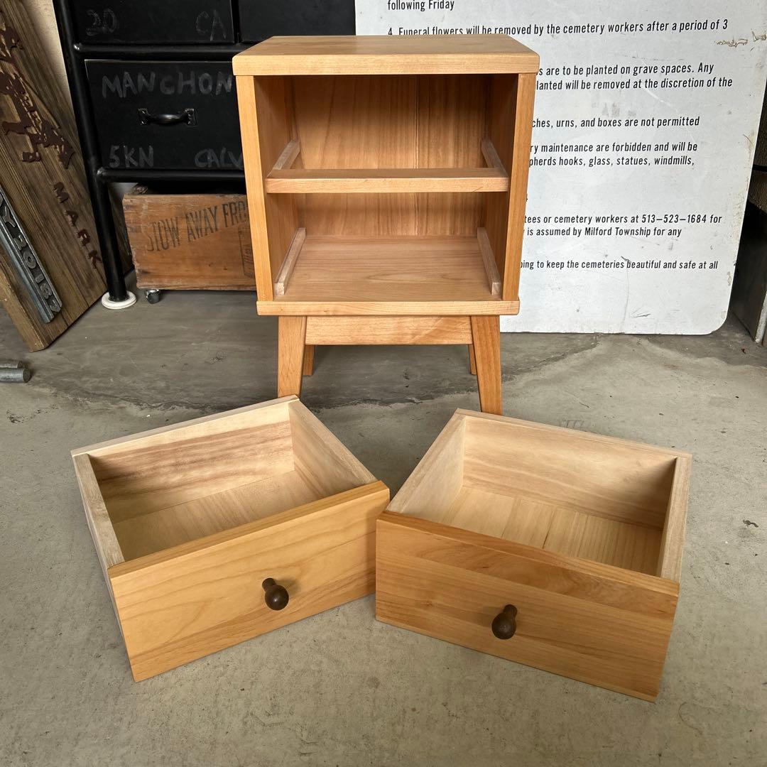 ベルメゾン 天然木アルダー材 サイドチェスト ナイトテーブル ナチュラル